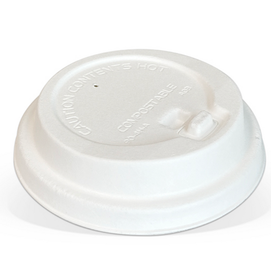 Bagasse Lock Back Lid 6/8/10/12/16/20oz White Colour Carton/1000
