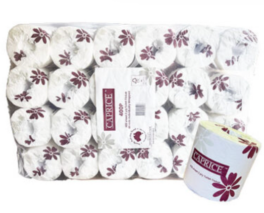 Caprice Toilet Paper Individually Wrapped 2ply 400 sheets Pack/48