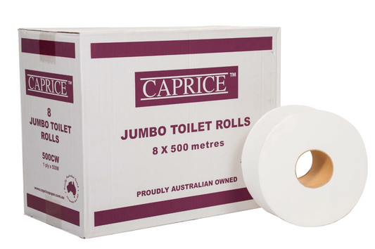 Caprice Jumbo Toilet Paper 1 Ply Carton/8