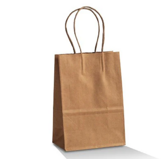 Petite Twisted Handle Kraft Paper Bags 215x180x85mm Carton/250